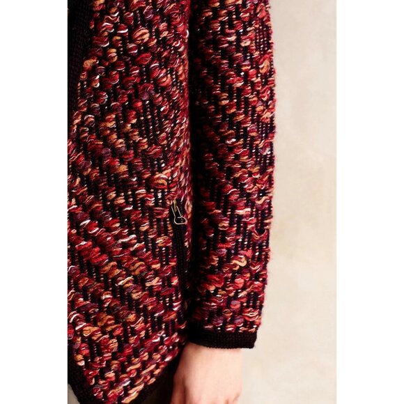 Anthropologie Moth Keavy Textured Open Front Cardigan Sweater Size L Mohair Wool - Picture 3 of 12
